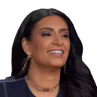 a woman wearing a necklace that says ' sidney ' on it