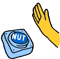 a hand is reaching out towards a nut button