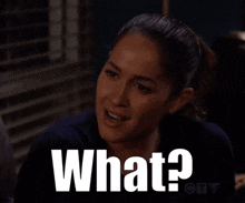 a woman with a ponytail is asking the question what on ctv
