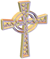 a cross with a circle in the middle and circles around it