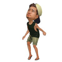 a cartoon man wearing a hat and flip flops is dancing