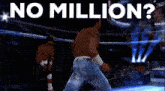 a man in a wrestling ring with the words " no million " behind him