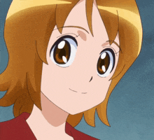 a close up of a cartoon character 's face with brown hair