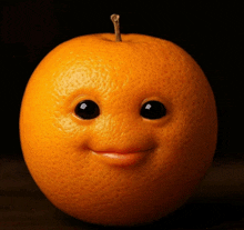 an orange that looks like an apple with a smiley face on it