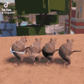 three mice wearing underwear are dancing together in a video game