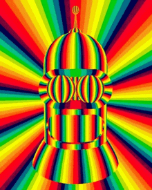 a colorful optical illusion of a robot on a rainbow colored background