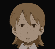 a cartoon drawing of a girl with brown hair and a white shirt