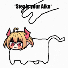 a drawing of a girl with horns and the words steals your aiko