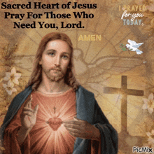 sacred heart jesus praying