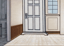 a cartoon drawing of a door with a keyhole