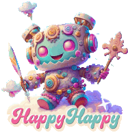 Vavobot Happy Sticker - Vavobot Happy Happy Happy Stickers