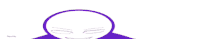 a close up of a purple and pink circle with a rabbit face on it .