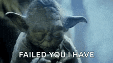 yoda from star wars is saying `` failed you i have ''