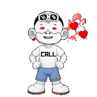 a cartoon character wearing sunglasses and a call shirt