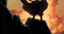 a drawing of a person standing on top of a hill