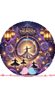 a poster for the musical thunder shows a group of people dancing