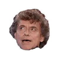 a close up of a man 's face with a white outline around it
