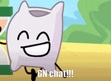 a cartoon character with the words gn chat written on the bottom