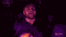 a cartoon of a man with flames coming out of his chest and the words #wwenxt