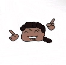 a cartoon of a man giving the middle finger and smiling .