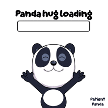 a panda bear with its arms outstretched and the words panda hug loading