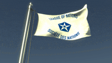 a white flag with the words league of nations written on it