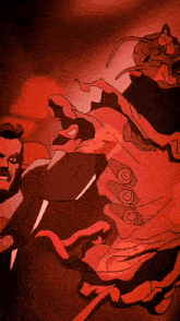 a cartoon of a man being attacked by a monster in a dark room