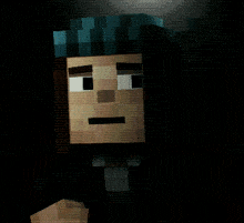 a pixel art of a person with a blue hat