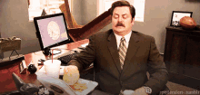 Ron Swanson Meat GIF - Ron Swanson Meat Eat GIFs