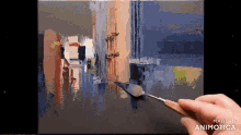 a painting is being painted on a canvas with the words made in animotica visible