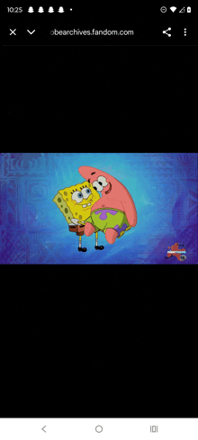 a screenshot of spongebob and patrick hugging