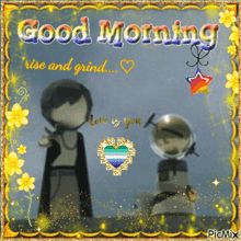 a good morning greeting card that says rise and grind