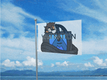 a yam nation flag flies in the wind