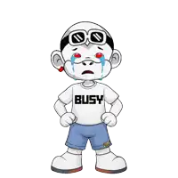 a cartoon character is wearing a busy shirt