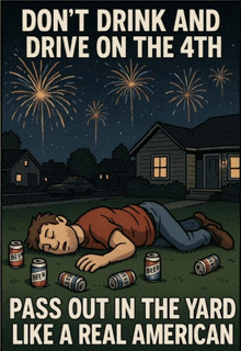 a cartoon of a man laying in the grass with beer cans around him