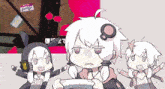 a group of anime characters are playing a video game and one of them has a name tag that says i love you