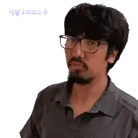 a pixelated image of a man wearing glasses and a shirt