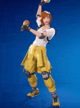a person in yellow pants and a white shirt is dancing