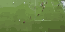 a group of soccer players are playing a game on a soccer field .
