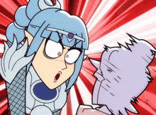 a cartoon drawing of a girl with a purple circle on her head