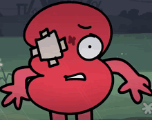 a cartoon character with a bandage on their eye