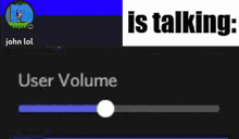 a screenshot of a video game with a slider that says `` user volume '' .