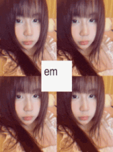 four pictures of a girl with the word em on the bottom