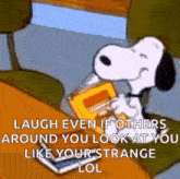 Snoopy Reading GIF - Snoopy Reading Laughing GIFs