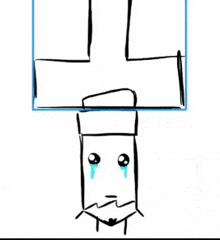 a black and white drawing of a man with a beard and tears on his face .