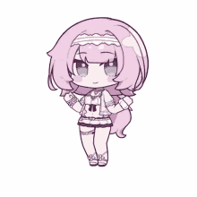 a drawing of a girl with purple hair and blue eyes