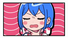 a cartoon of a girl with blue hair making a face