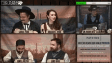a group of people are sitting at a table in front of a screen that says wildcards