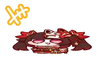 a cartoon of a girl with a cat mask on her head .