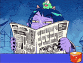 a cartoon of a woman reading a newspaper with a 30 % off advertisement